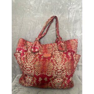 Marc by Marc Jacobs Pretty Nylon Tote Red Pink Snake Skin Pattern Quilted